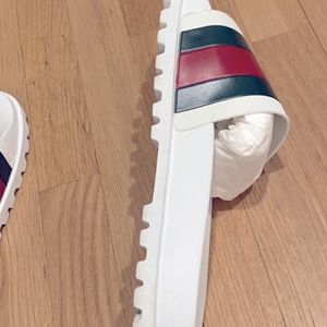 White Lug sole Gucci slides